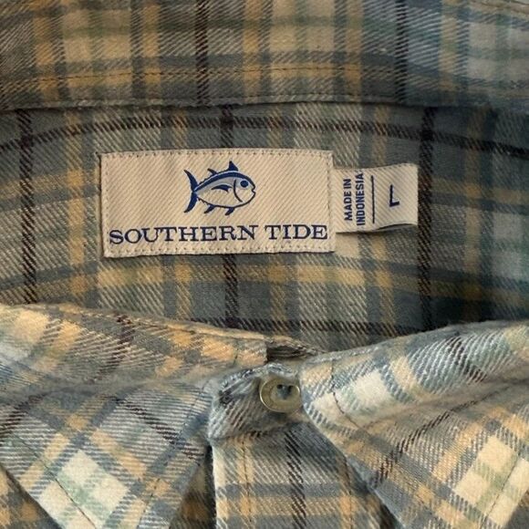 Southern Tide Flannel Mens Large Plaid Long Sleeve Soft Flannel Button-Up Shirt - Picture 3 of 7